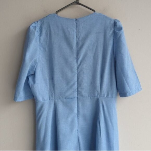 Blue short sleeved peasant cottage core maxi dress - Picture 3 of 5